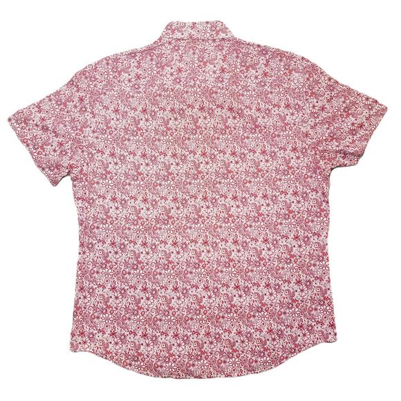 Mr Turk Hawaiian Aloha‎ Shirt Mens Large Pink White Floral Abstract Designer USA - Picture 2 of 7